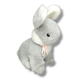 Vintage Gund 1988 Plush Grey Bunny Rabbit Stuffed Animal Toy Korea